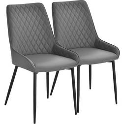 Homcom Quilted Grey Kitchen Chair 89cm 2pcs