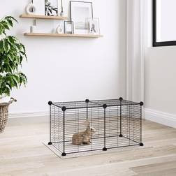 vidaXL 8-panel without door Pet Cage with Door Black Rabbit Hutch