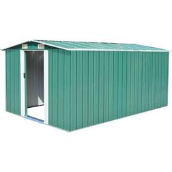 vidaXL Garden Shed 101.2"x156.7'x70.1' Metal Green (Área de construcción )