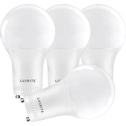 Luxrite A19 Dimmable LED Light Bulb 60W Equivalent 3000K Soft White 800 Lumens GU24 4-Pack