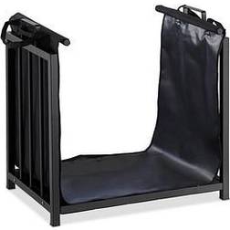 Relaxdays Firewood Rack with Carrier Tote, Indoor Use, Modern Design, Steel Storage Stand, hwd: 50x51x37cm, Black