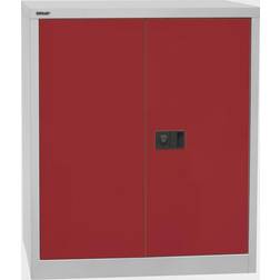 Bisley UNIVERSAL double door cupboard, HxWxD 1000 x 914 x 400 mm, 1 zinc plated shelf, 2 heights, light grey cardinal red