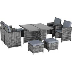 OutSunny 861-028GY - Grey Patio Dining Set, 1 Table incl. 4 Chairs