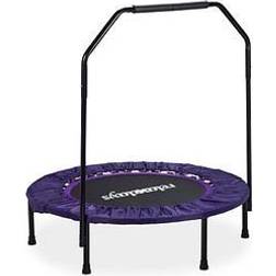 Relaxdays Trampoline intérieur pliable avec poignée barre de maintien charge max. 120 kg HxlxP: 113 x 102 x 102 cm, noir-violet