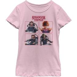 Fifth Sun Girl's Stranger Things Character Squares Child T-Shirt Light pink