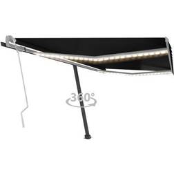 vidaXL Markis Manuellt Infällbar med LED 400x300 cm Antracit