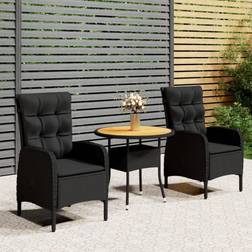 vidaXL 3-tlg. Garten-Bistro-Set Poly Café-Set, 1 Tisch einschl. 2 Stühle