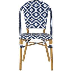 Beliani Set di 4 Sedie da Esterno in Rattan con Trama Moderna Bianco e Blu Rifreddo