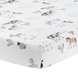 Lambs & Ivy Baby Farm Animals 100% Cotton Fitted Crib Sheet White 28x52"