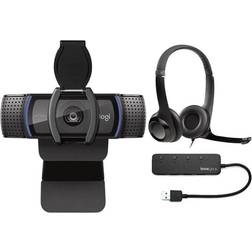 Logitech C920S Pro HD Webcam with H390 USB Headset with Mic Bundle