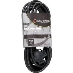 American Dj Accu-Cable EC-123 10' 12/3 AWG 3-Outlets Edison AC Extension Cord