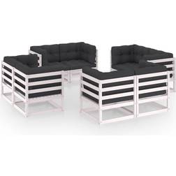 vidaXL Divani Giardino 8 pz Cuscini Legno Massello Pino - Bianco Set da Lounge da Esterno