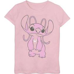 Disney Girl Lilo & Stitch Angel Portrait Graphic Tee Light Pink