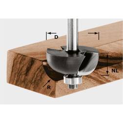 Festool Hulkehlfræser HW, skaft 8 mm HW S8 D38,1/R12,7 KL