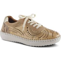 Spring Step Womens Jumilla Lace-Up Sneakers Beige