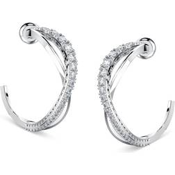 Swarovski Ladies Twist Hoop Earrings White, Rhodium Plated