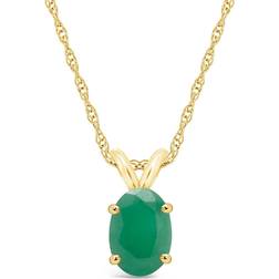 Celebration Gems 14k Gold Oval Emerald Pendant Necklace, Women's, 18" Green"