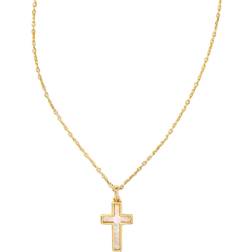 Kendra Scott Cross Pendant Necklace - Gold/White