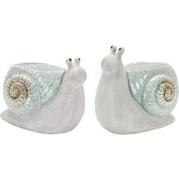 Melrose Set of 2 Terra Cotta Snail Planter with Blue Finish
