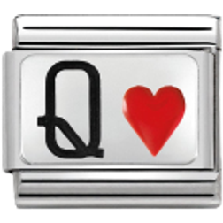 Nomination Composable Queen Of Hearts Classic Link - Silver/Black/Red