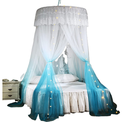 Mengersi Bed Canopy with Lights Round Dome Ombre Curtains 8x9"