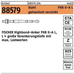Fischer FHB II-A L M8 x 60/10 Highbond-ankerstang 70 mm 10 mm 10 stk