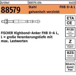 Fischer FHB II-A L M10 x 95/20 Highbond Ankerstang 115 mm 12 mm Set of 10