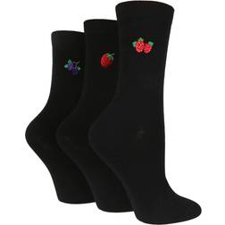 Wildfeet 3Pk Plain Socks For Ladies Black