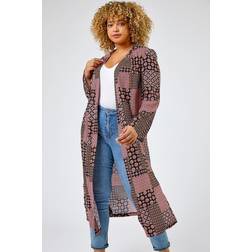 Roman Curve Geo Patchwork Print Longline Kimono