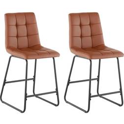 Loft24 Sæt Af 2 PU Cognac Barstol
