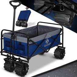 Kesser Bollerwagen faltbar mit Breite Reifen Handwagen Transportkarre Gerätewagen inkl. 2 Netztaschen klappbar Vollgummi-Reifen bis 120 kg Tragkraft transportwagen Gartenanhänger