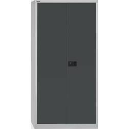 Bisley UNIVERSAL double door cupboard, HxWxD 1950 x 914 x 500 mm, 4 zinc plated shelves, 5 heights, light grey charcoal