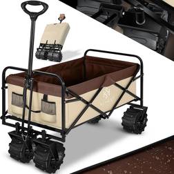 Kesser Carrello a mano pieghevole con pneumatici larghi Carrello da trasporto carrello per attrezzature incl. 2 tasche a rete pieghevole pneumatici