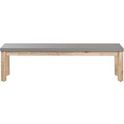 Beliani Grey Fibre Cement Seat Light Acacia Wood Base 3 Seater Ostuni Garden Bench