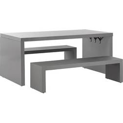 Beliani Conjunto Jardín Mesa Rectangular De Cemento Reforzado Gris 2 Bancos Juego de comedor de patio