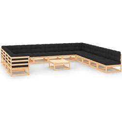 vidaXL 14-tlg Garten-Lounge-Set mit Kissen Massivholz Lounge-Set