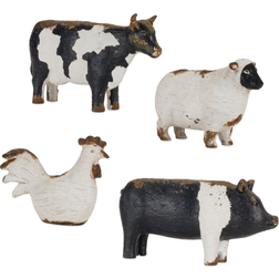 Melrose Set of 4 White Black Farm Animal Tea Light 8.5" 2.0 Candle Holder