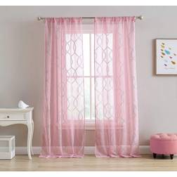 Laura Ashley Lattice Sheer Curtains 38 W x 84 L Pink