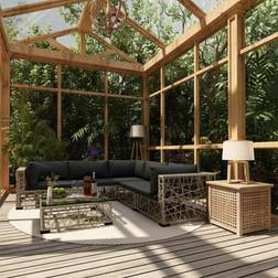 vidaXL 10-tlg Garten Lounge Set Poly Rattan Grau Lounge-Set