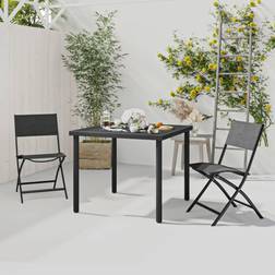 vidaXL Esterni 3 pz in Acciaio - Nero Set da pranzo per patio