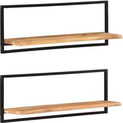 vidaXL 2 Acacia Wall Shelf 2pcs