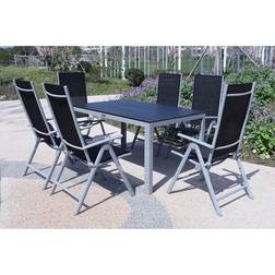Garten Silber Schwarz Tisch 150x90 cm Essgruppe