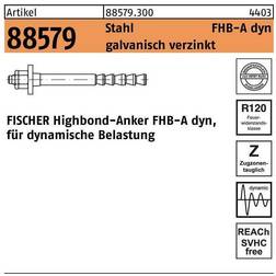 Fischer Baubeschläge + Holzverbinder, Highbond-Anker R 88579 dyn 20x170/50 Stahl galvanisch verzinkt Stk.