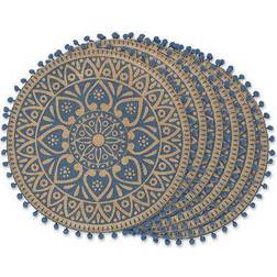 Design Imports DII French Jute Place Mat Blue, Black