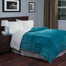 Lavish Home Teal Floral Etched Fleece Blankets Turquoise, Blue