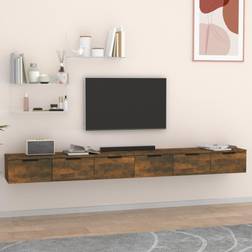 vidaXL Mobili Muro 2 pz Rovere Fumo 102x30x20 cm Legno Multistrato Mobile a Parete