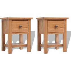 vidaXL Solid Oak Mesita de noche 30x36cm 2pcs