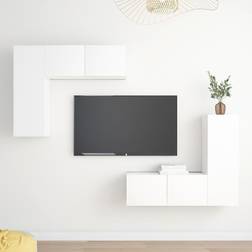 vidaXL Set Tv 4 pz Bianco In Truciolato Arredamento Casa Cucina Mobile a Parete