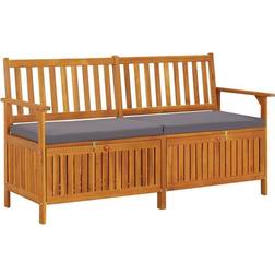 vidaXL Banc de Rangement Avec Coussin 148 cm Bois d'Acacia Solide - Marron