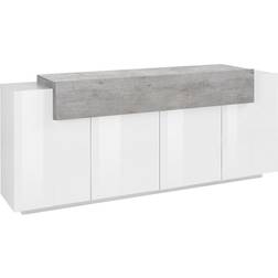 Salón Buffet 200 cm Con Puerta Y 4 Compartimentos Blanco Y Gris Corona Side Aparador